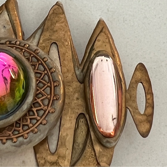 80s Vintage Multicolor Stone Brooch large size - Picture 9 of 13